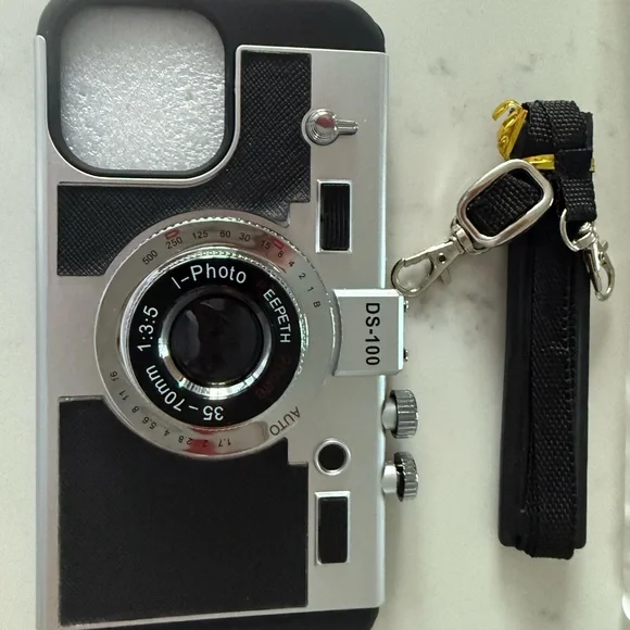 Retro Camera Design Phone Case - Black and Silver 13 Pro Max - Picture 3 of 4